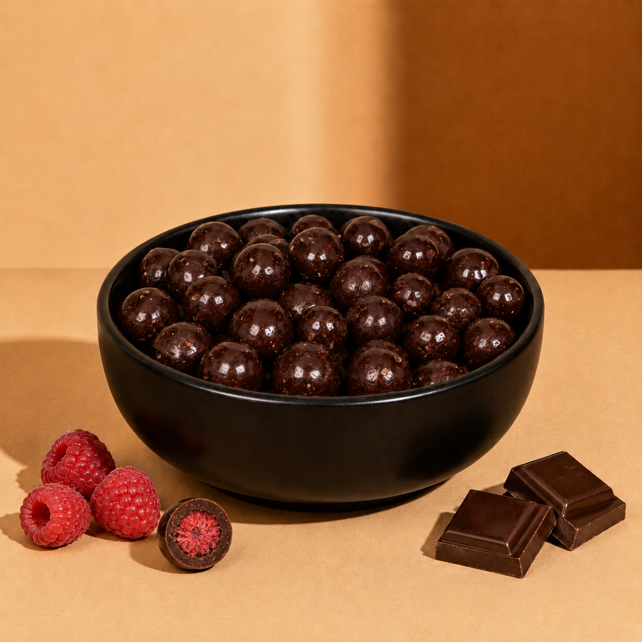 Gefriergetrocknete Himbeeren in Zartbitterschokolade 250g